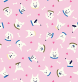 Cloud 9 Fabrics Playful Dogs Sunset Dog Faces Pink