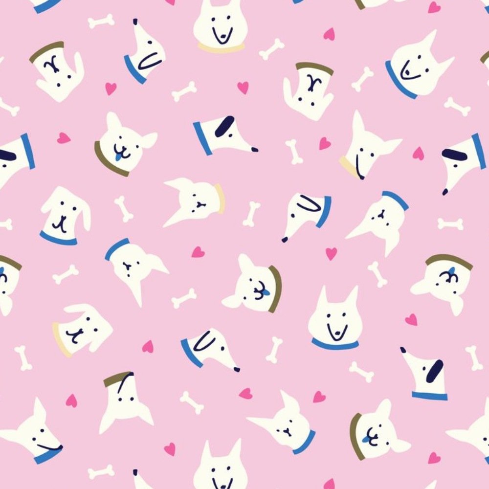 Cloud 9 Fabrics Playful Dogs Sunset Dog Faces Pink