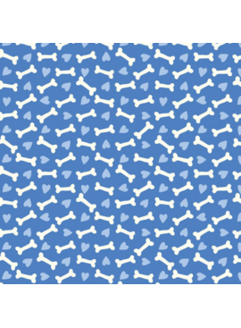 Cloud 9 Fabrics Playful Dogs Hearts and Bones Breeze Blue