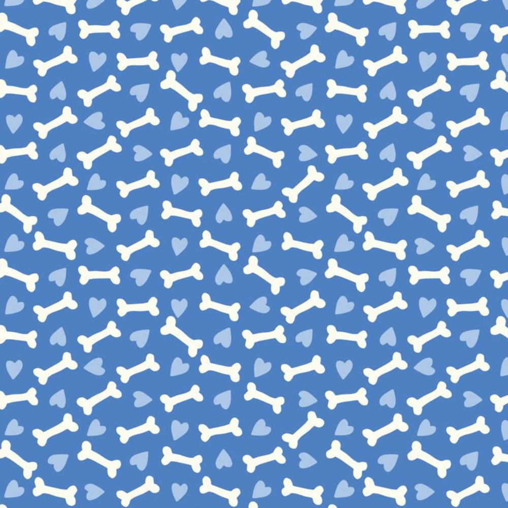Cloud 9 Fabrics Playful Dogs Hearts and Bones Breeze Blue