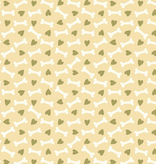 Cloud 9 Fabrics Playful Dogs Hearts and Bones Meadow Yellow