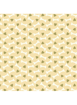 Cloud 9 Fabrics SALE Playful Dogs Hearts and Bones Meadow Yellow