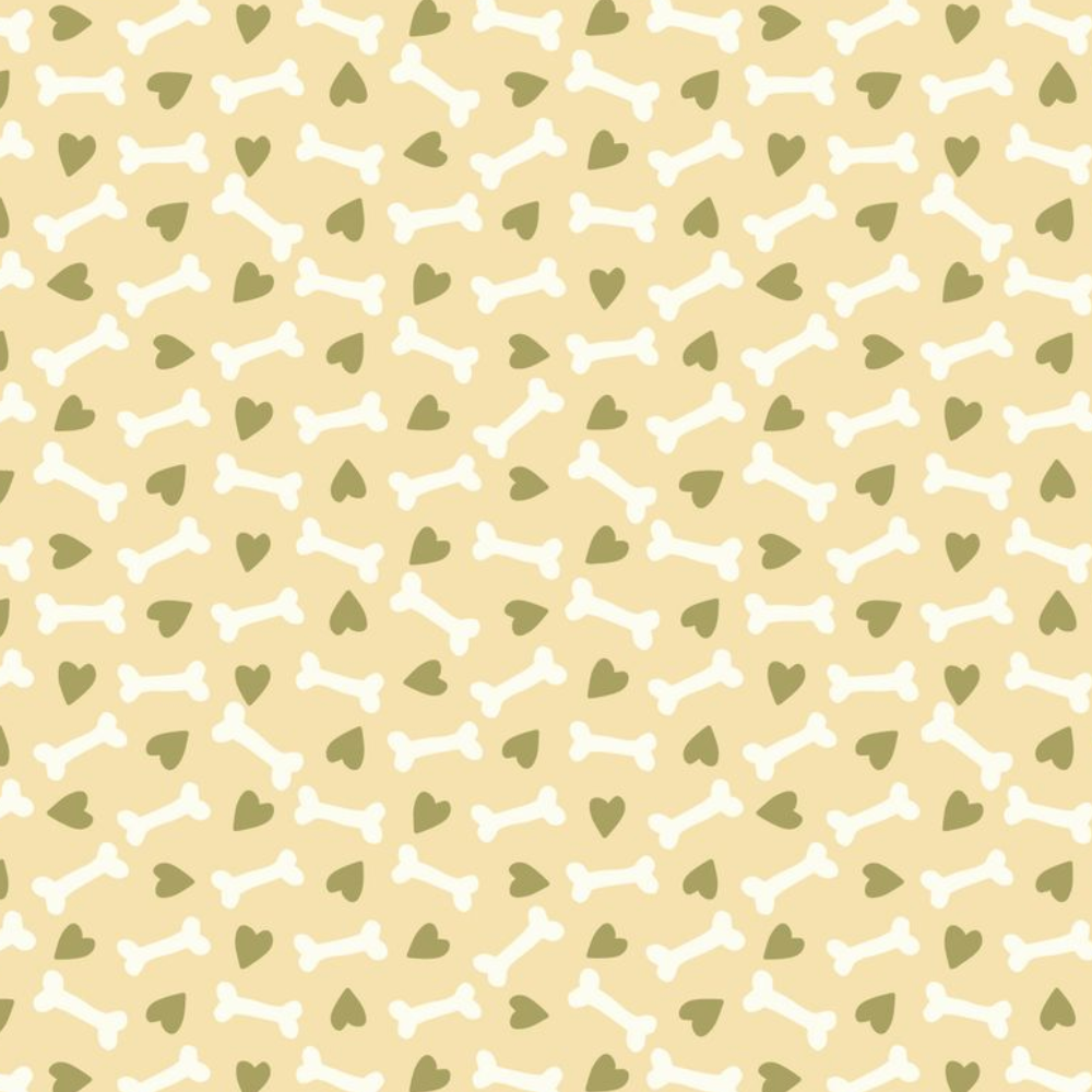 Cloud 9 Fabrics Playful Dogs Hearts and Bones Meadow Yellow