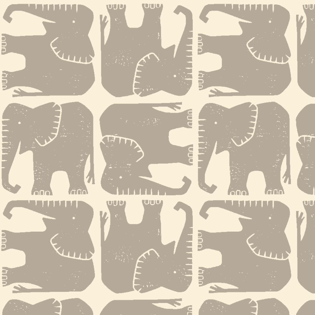 Cotton + Steel Rising Sun Jolly Elephant-Elephant Gray