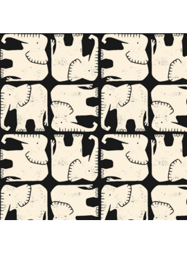 Cotton + Steel Rising Sun Jolly Elephant-Elephant Black
