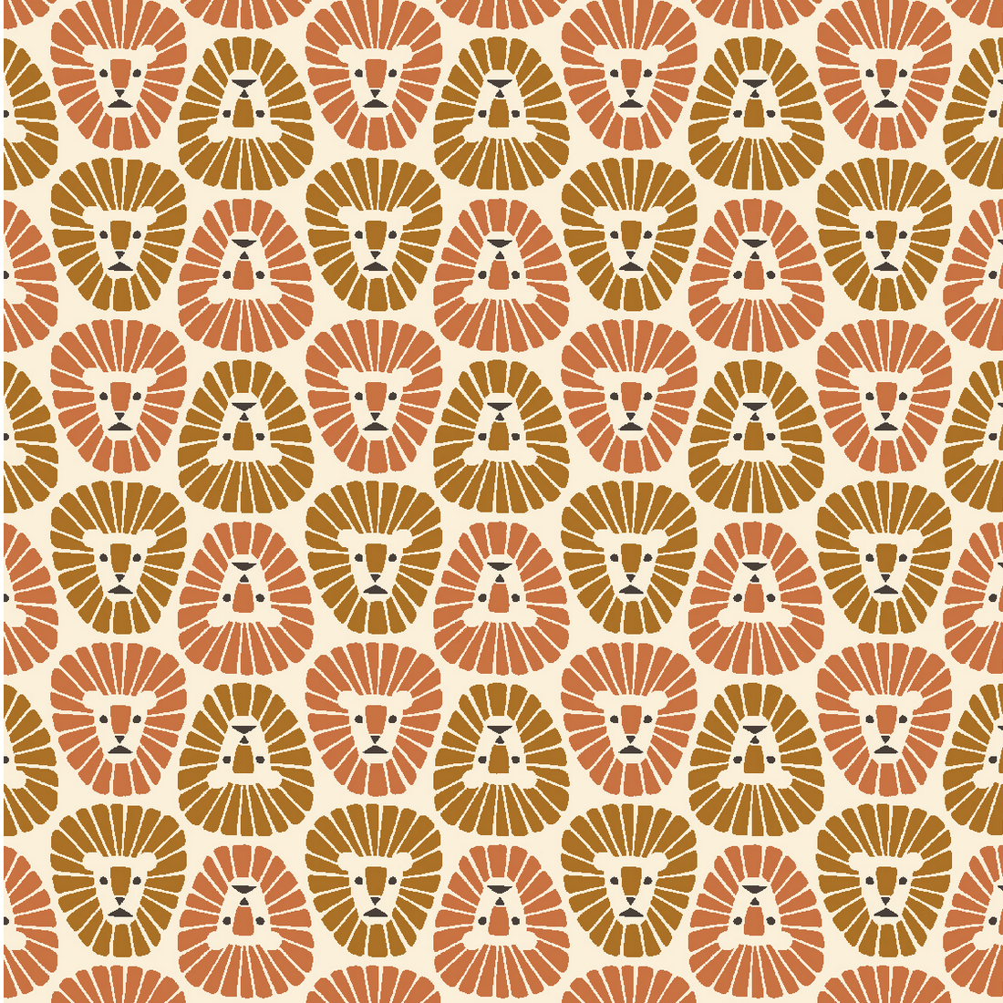 Cotton + Steel Rising Sun  Lion - Dust Brown