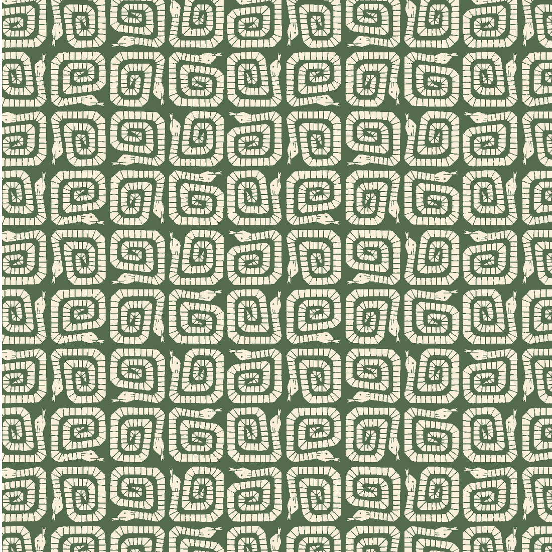 Cotton + Steel Rising Sun Winding Snake - Very Green