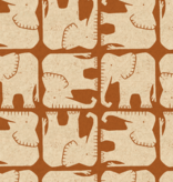 Cotton + Steel Rising Sun Jolly Elephant - Umber Unbleached Canvas
