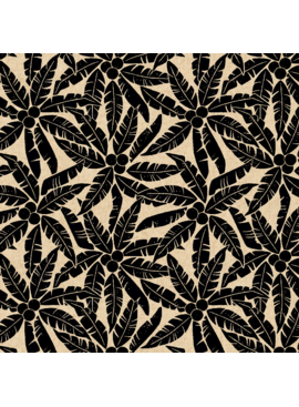 Cotton + Steel Rising Sun Palm Tree- Black Unbleached Canvas