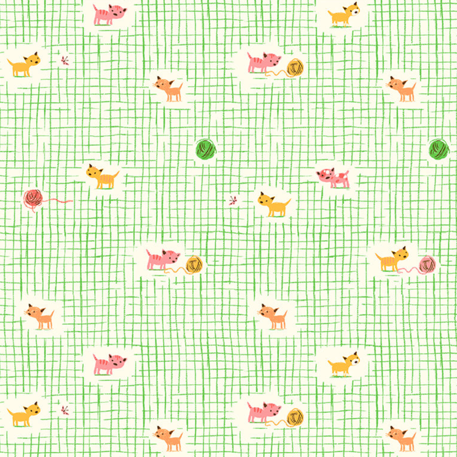 Windham Fabrics Heather Ross Favorites Kitten Plaid Green