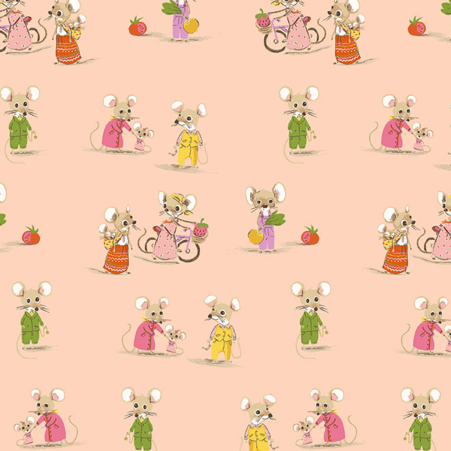 Windham Fabrics Heather Ross FavRoss Favorites Country Mouse / City Mouse Blushorites Country Mouse / City Mouse Blush