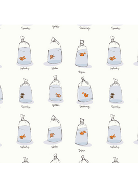 Windham Fabrics Heather Ross Favorites Goldfishes in Bags White