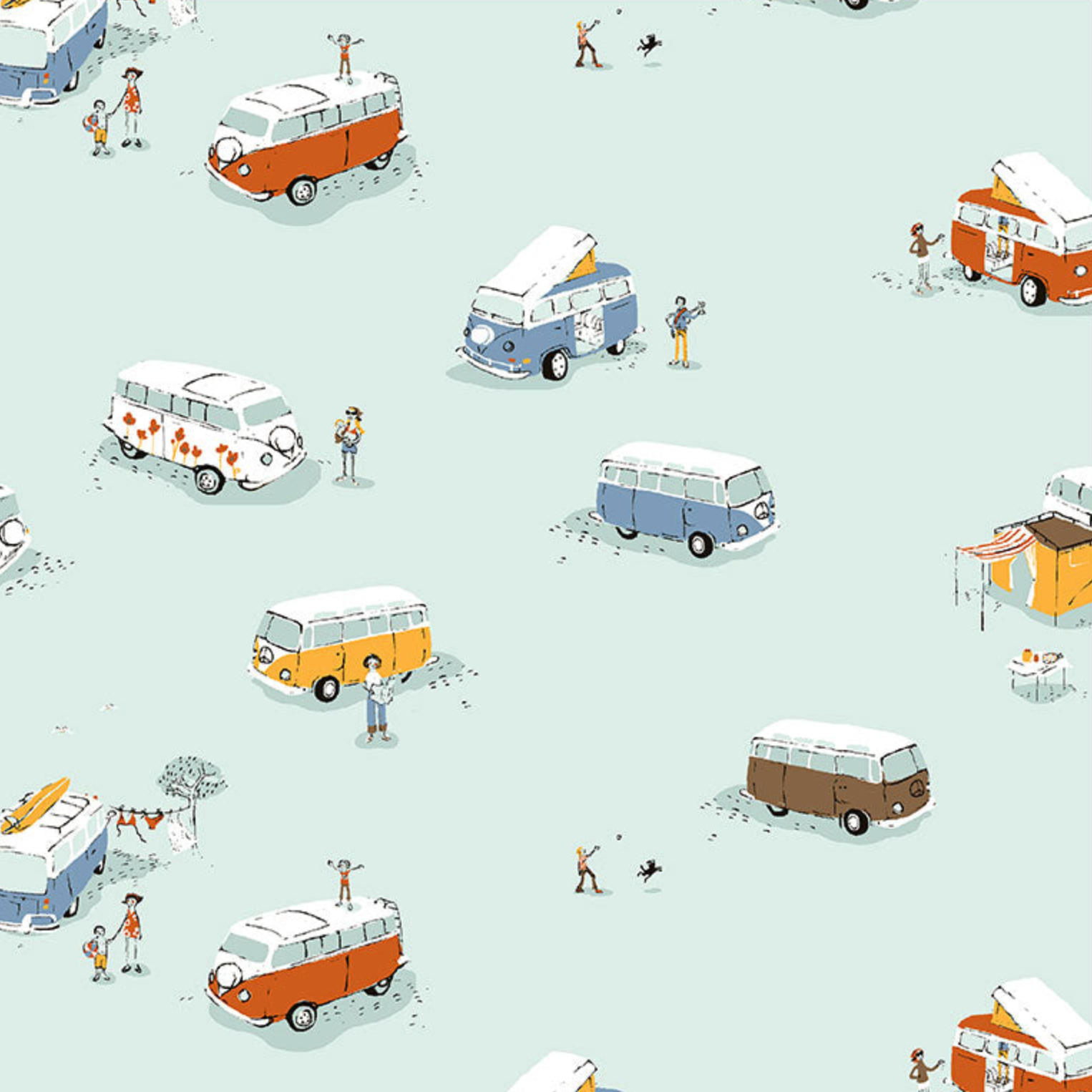 Windham Fabrics Heather Ross Favorites Bus Aqua