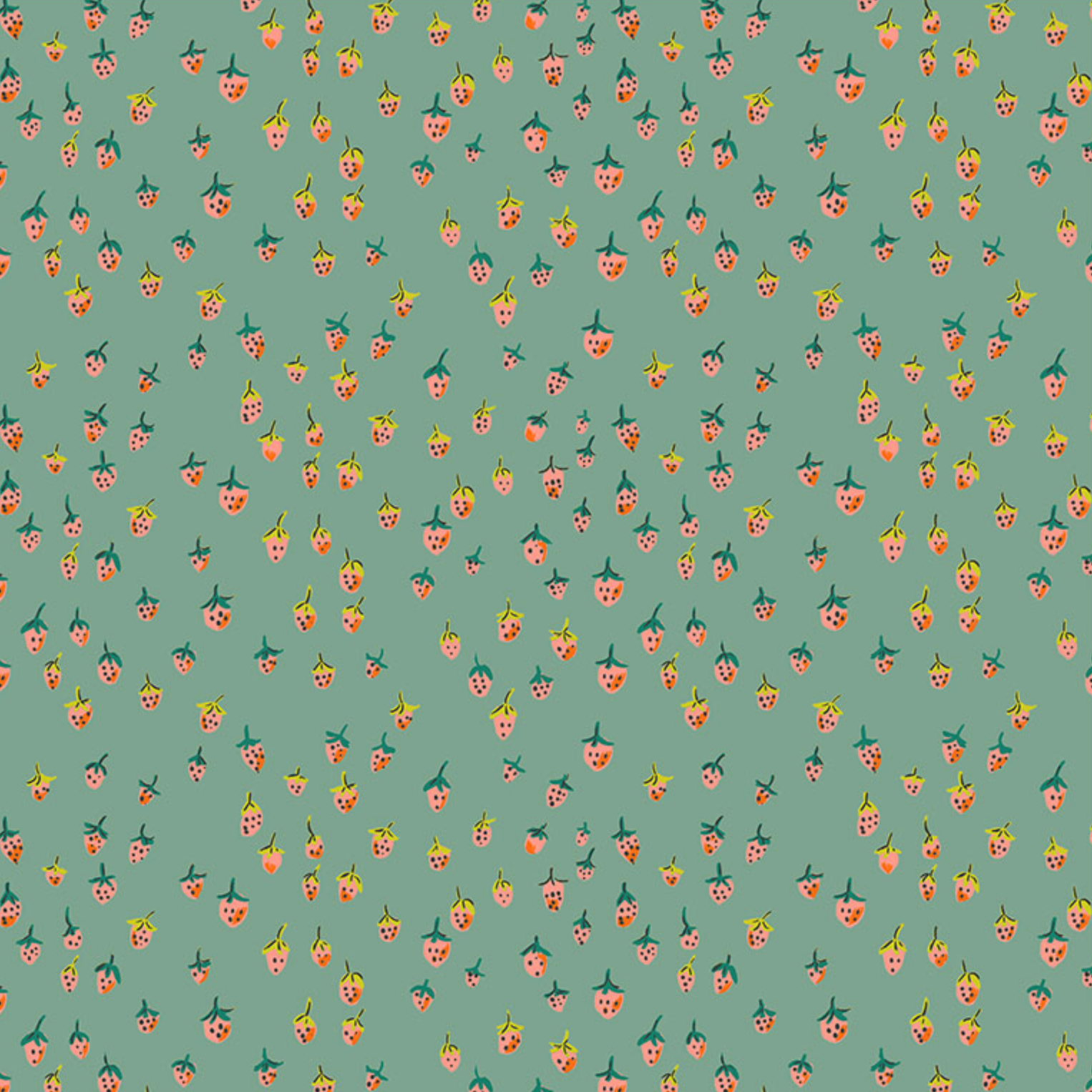 Windham Fabrics Heather Ross Favorites Field Strawberries Teal
