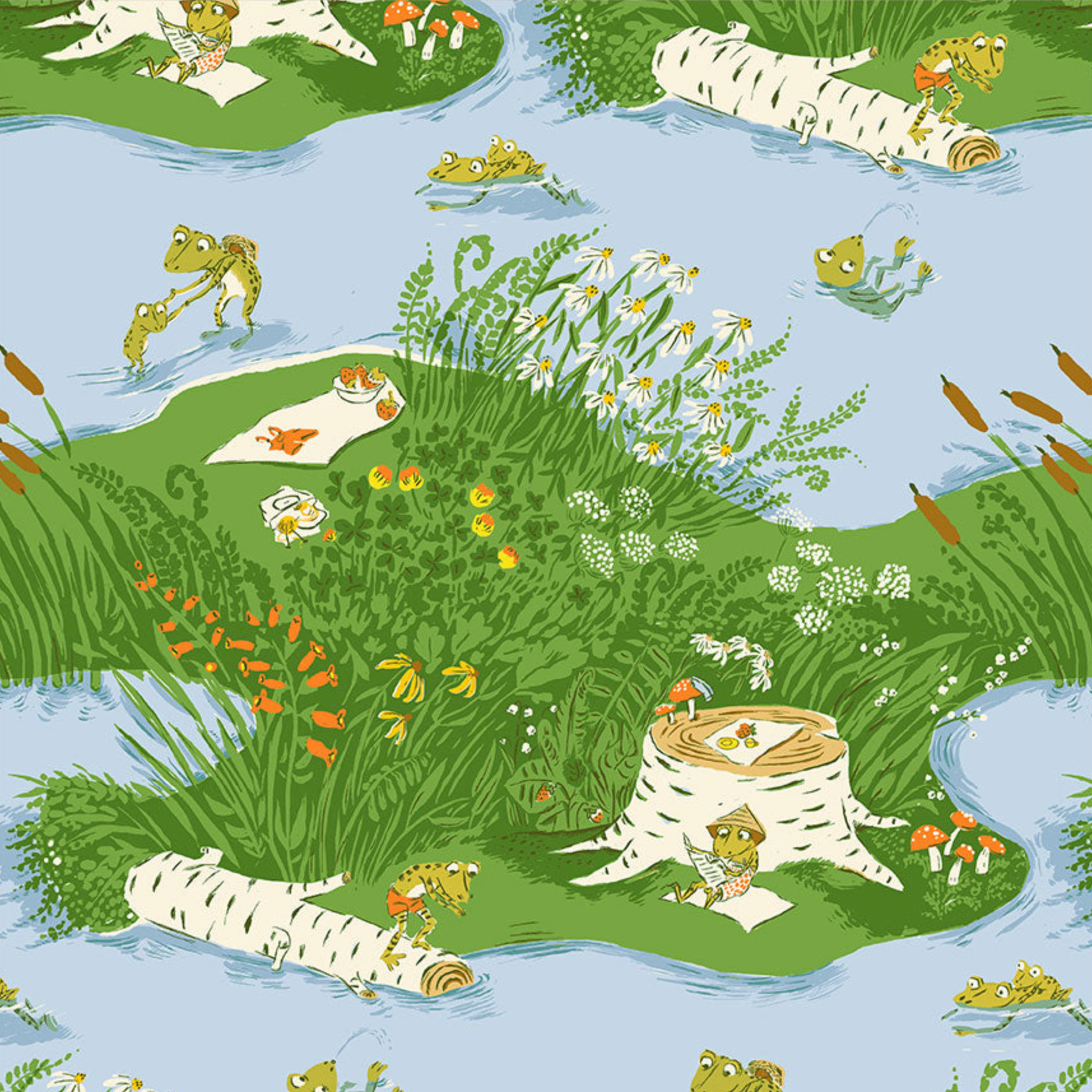 Windham Fabrics Heather Ross Favorites Frog Pond Medium Blue