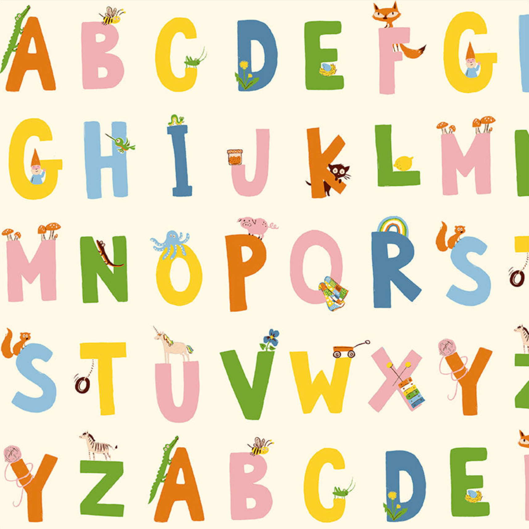 Windham Fabrics Heather Ross Favorites Alphabet Cream