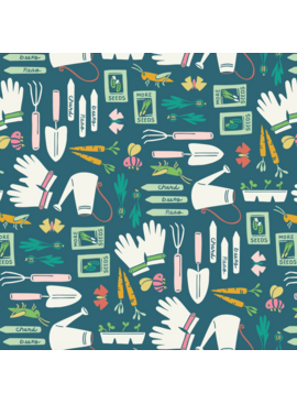 Cloud 9 Fabrics Vine Ripened Planting Time Teal Multi