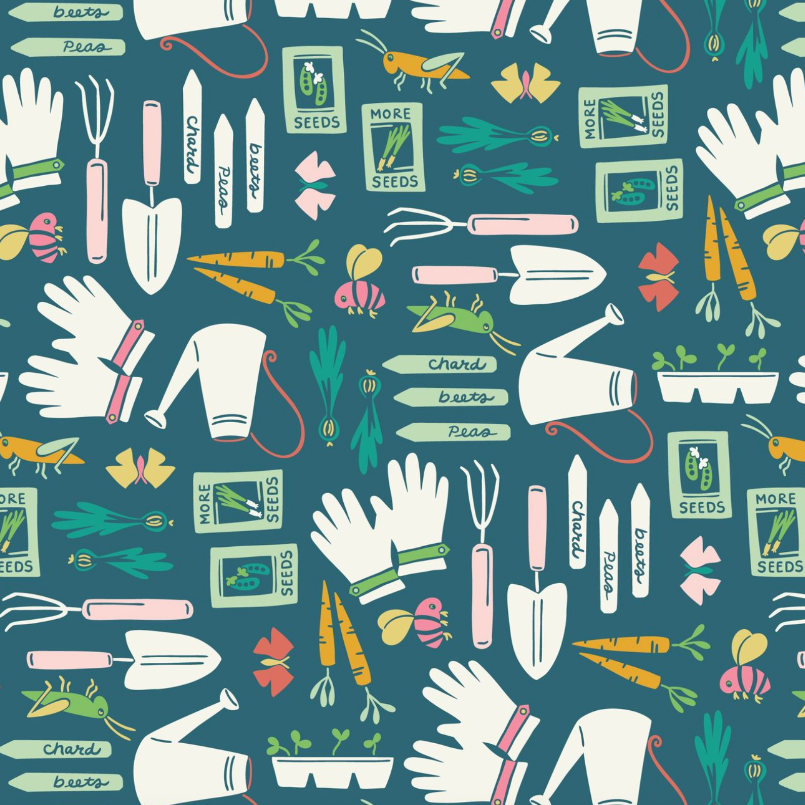 Cloud 9 Fabrics Vine Ripened Planting Time Teal Multi