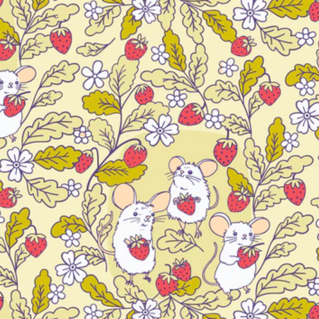Cloud 9 Fabrics Forest Friends Strawberry Mice
