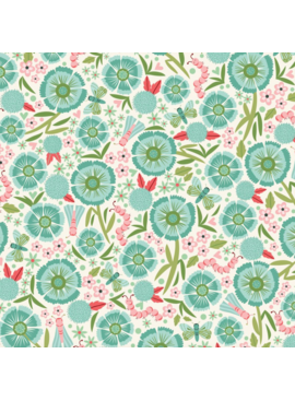 Cloud 9 Fabrics Love Bugs Garden Whimsy Turquoise