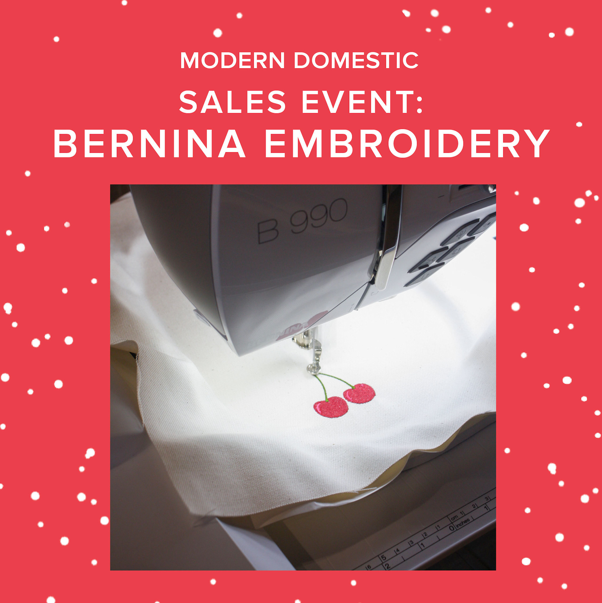 Modern Domestic BERNINA Embroidery Sales Event, Saturday, March 7th, 9:45am-3:30pm