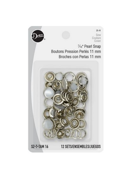 Dritz Dritz Pearl Snaps White 7/16in Size 16