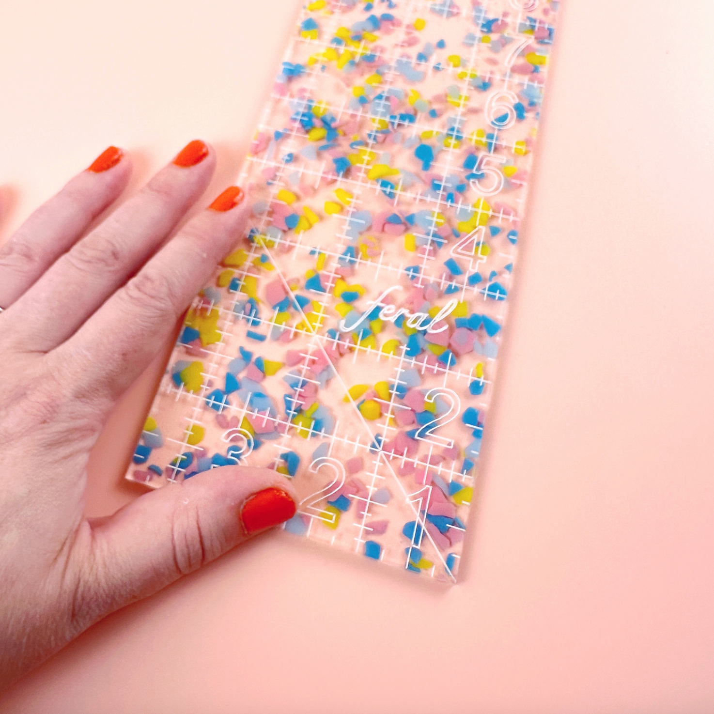 Feral Notions Confetti Fat Quarter Quilting Ruler 3.5"x18"