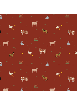 Rifle Paper Co Gracie by Rifle Paper Co. Farm Animals Crimson