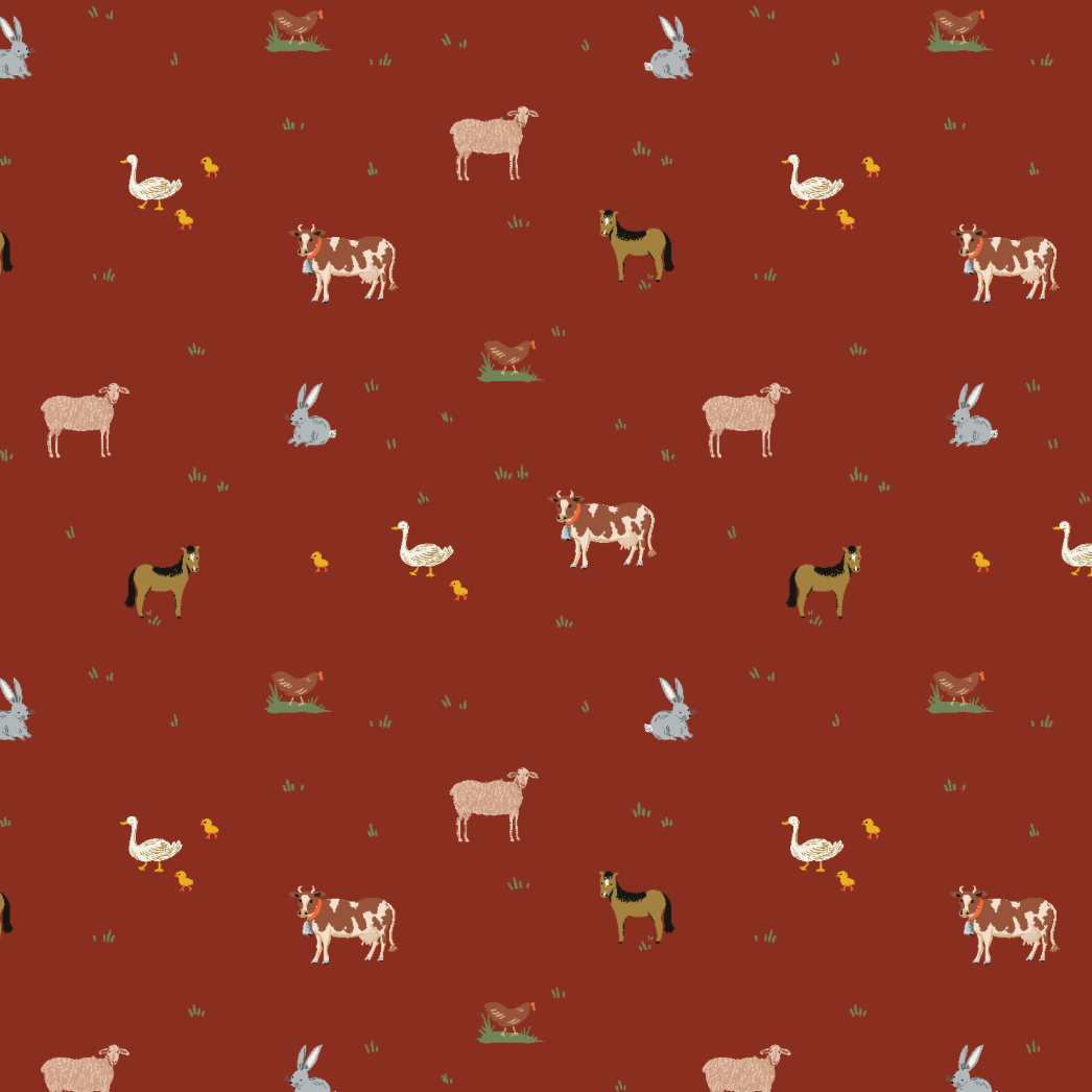 Rifle Paper Co Gracie by Rifle Paper Co. Farm Animals Crimson