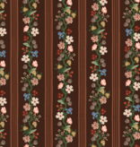 Rifle Paper Co Gracie by Rifle Paper Co. Floral Trellis Stripe Cocoa