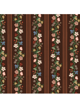 Rifle Paper Co Gracie by Rifle Paper Co. Floral Trellis Stripe Cocoa