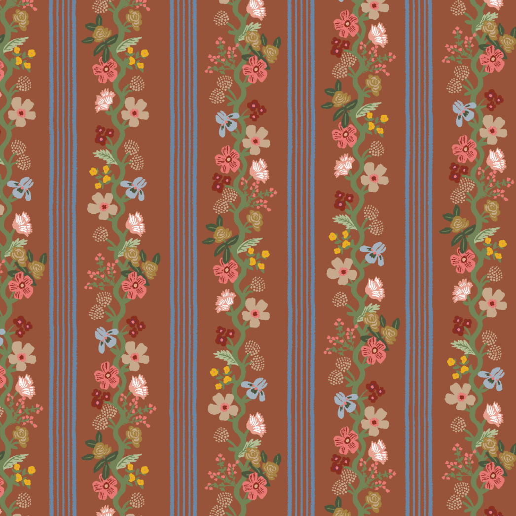 Rifle Paper Co Gracie by Rifle Paper Co. Floral Trellis Stripe Clay