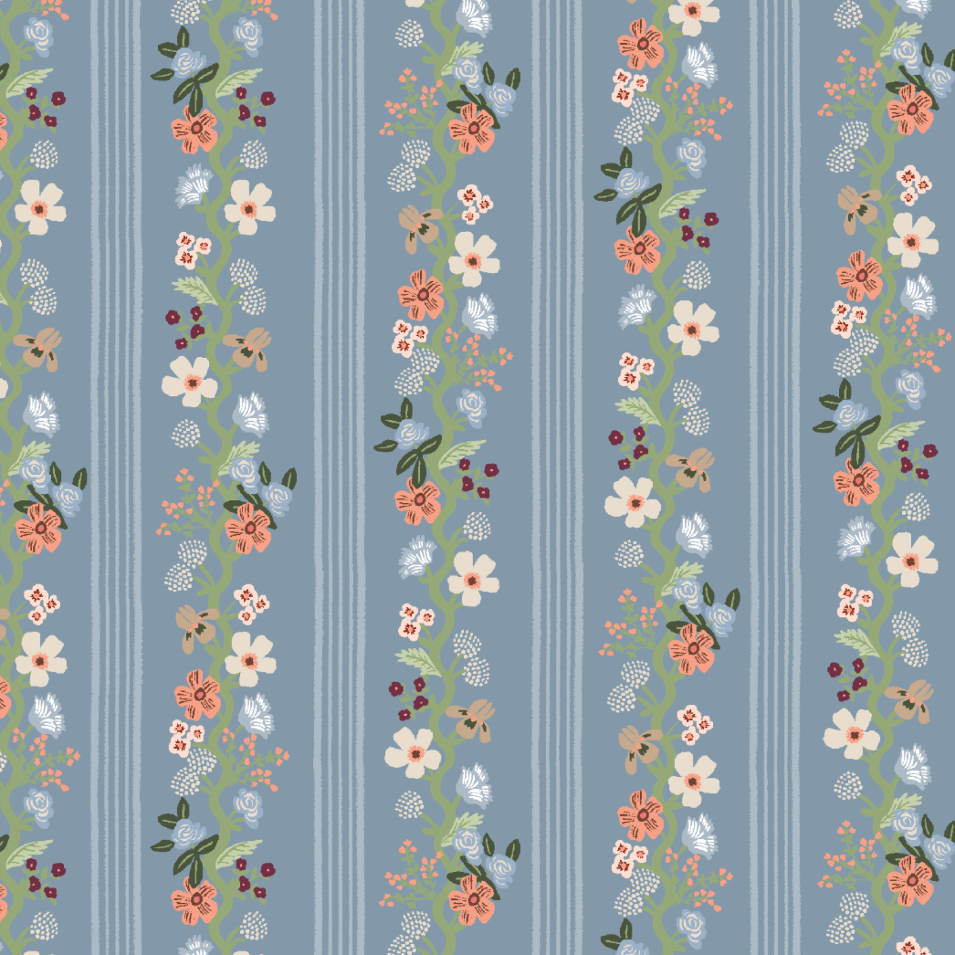 Rifle Paper Co Gracie by Rifle Paper Co. Floral Trellis Stripe Slate