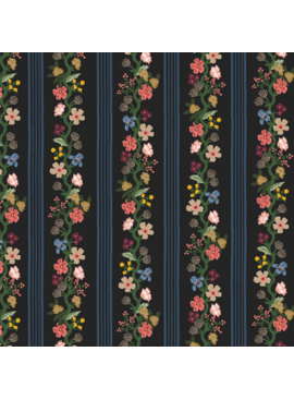 Rifle Paper Co Gracie by Rifle Paper Co. Floral Trellis Stripe Black
