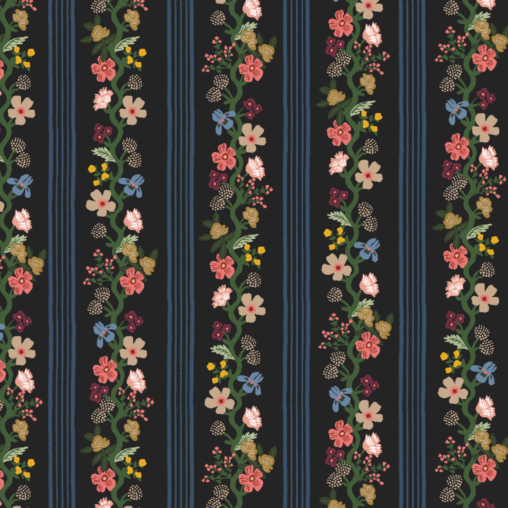 Rifle Paper Co Gracie by Rifle Paper Co. Floral Trellis Stripe Black