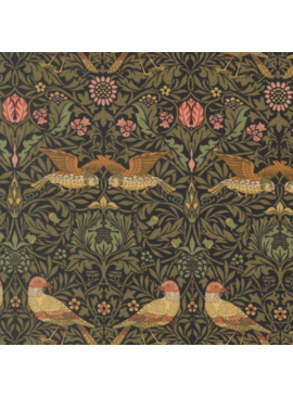 Moda Morris Muse Birds Damask Ebony