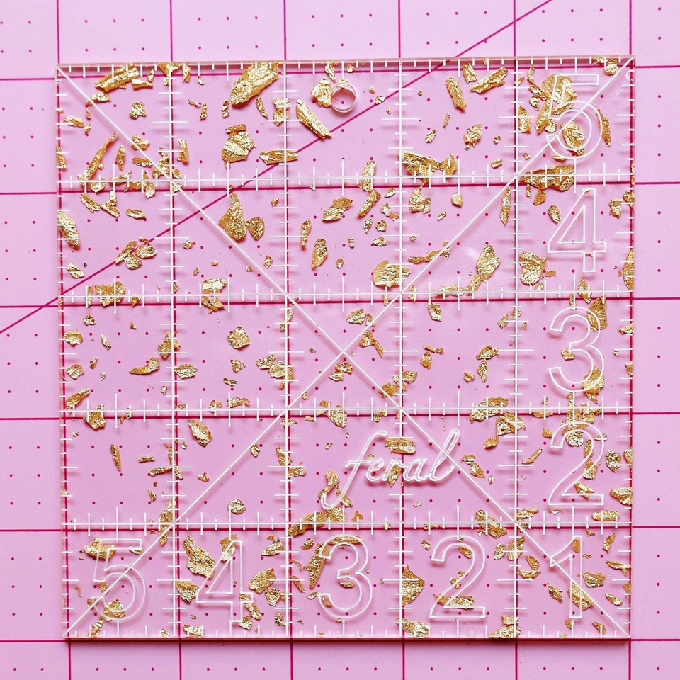 Feral Notions Golden Charm Square Ruler 5"