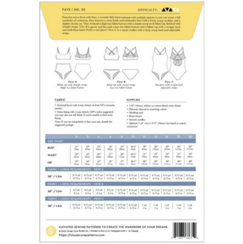 Closet Core Patterns SALE Closet Core Patterns Faye Swimsuit