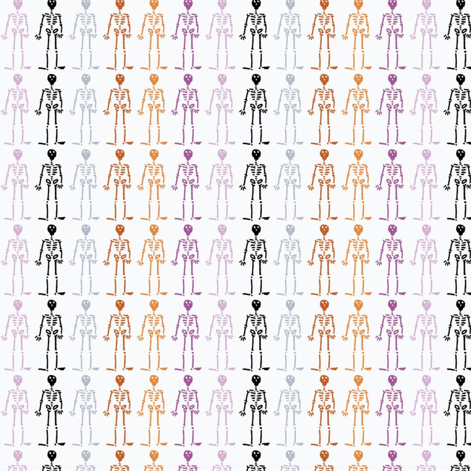 Cloud 9 Fabrics Dem Bones The Line Up White Multi