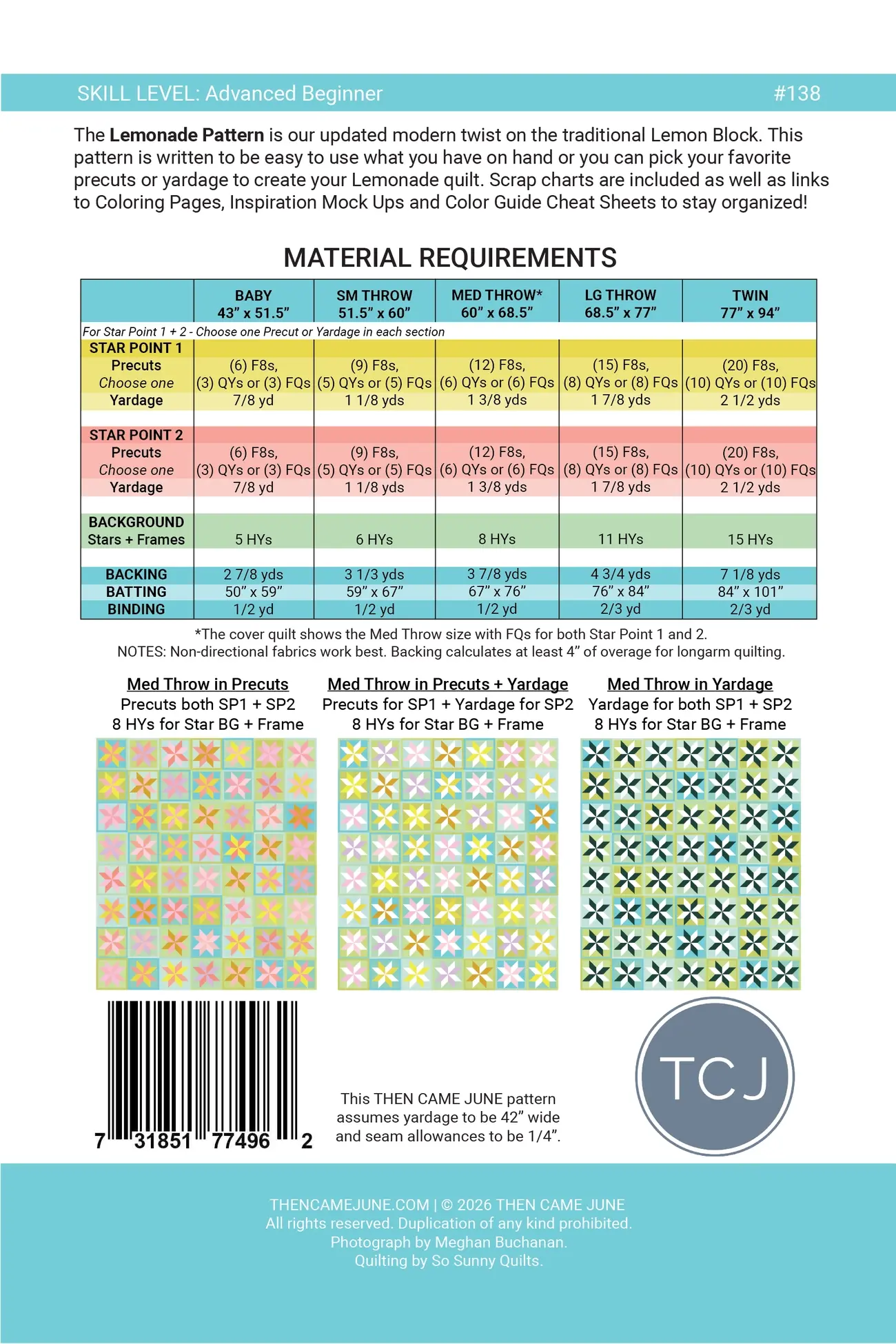 Then Came June Then Came June: Lemonade Quilt Pattern