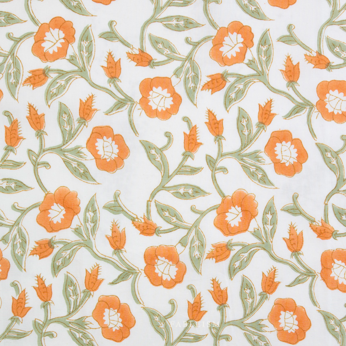 Fableism Supply Co Indian Block Prints Cottage Trumpet Vines Sage