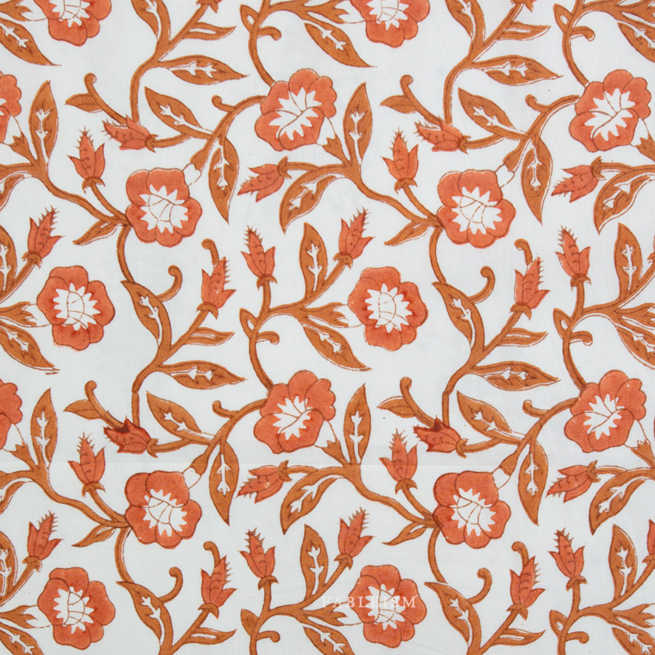 Fableism Supply Co Indian Block Prints Cottage Trumpet Vines Sienna