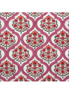 Fableism Supply Co Indian Block Prints Cottage Lattice Floral Pink