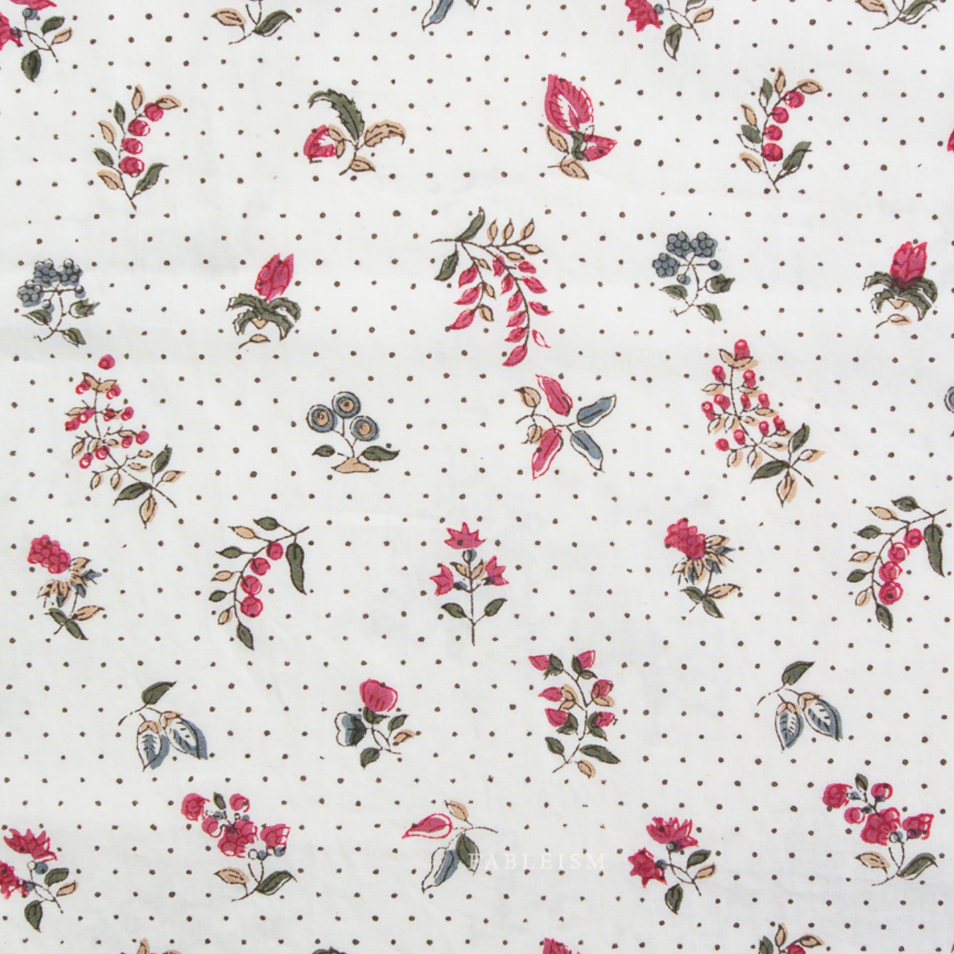 Fableism Supply Co Indian Block Prints Cottage Dottie Floral Cream