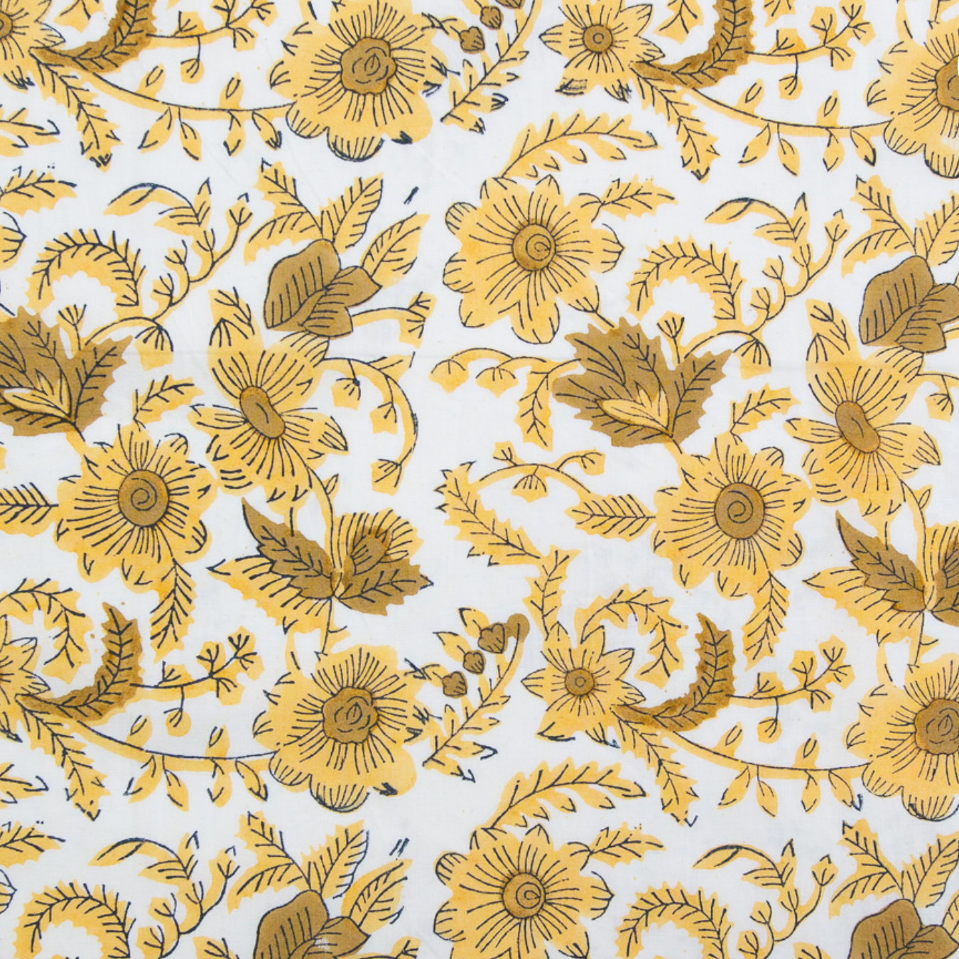Fableism Supply Co Indian Block Prints Cottage Country Floral Yellow