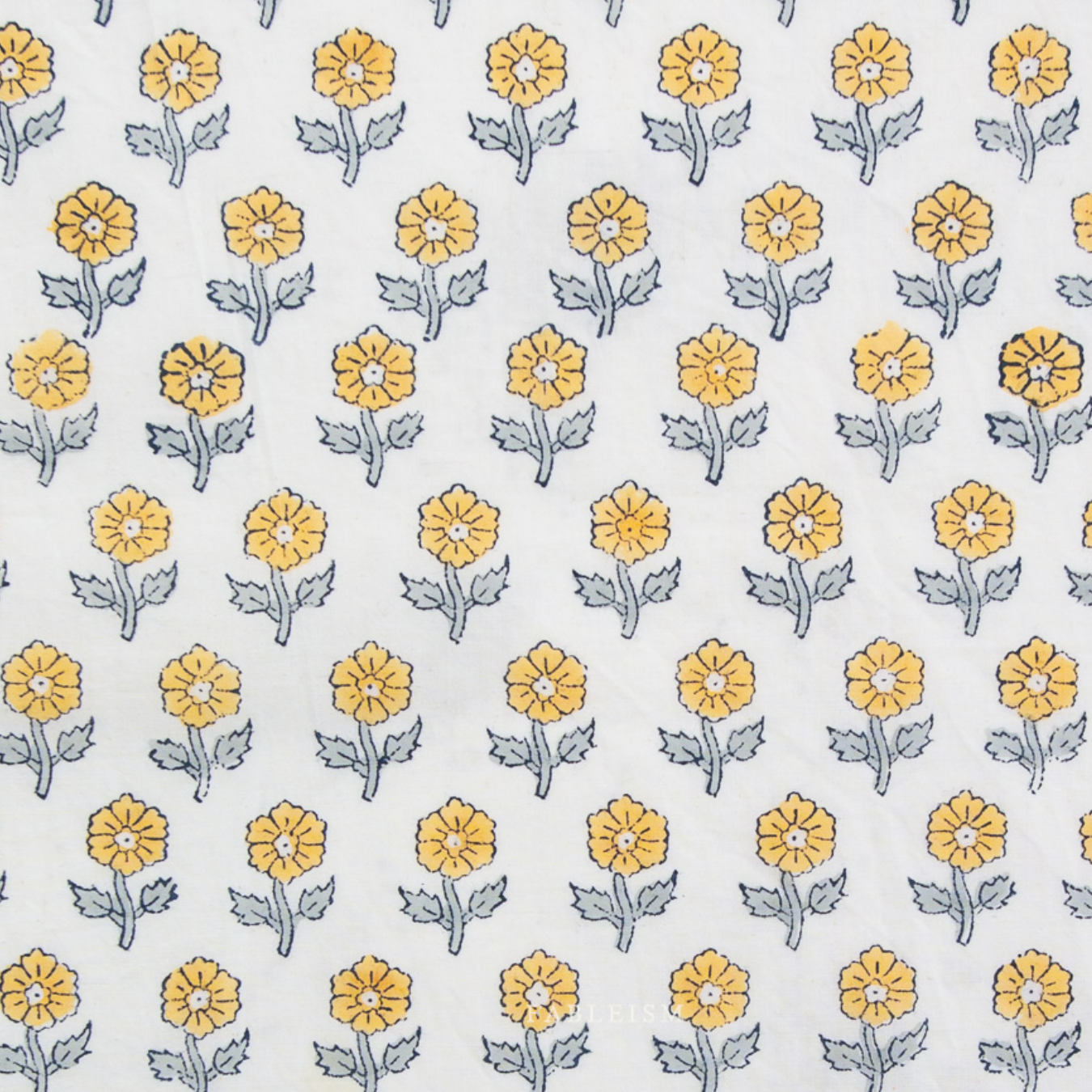 Fableism Supply Co Indian Block Prints Cottage Flowerling Yellow