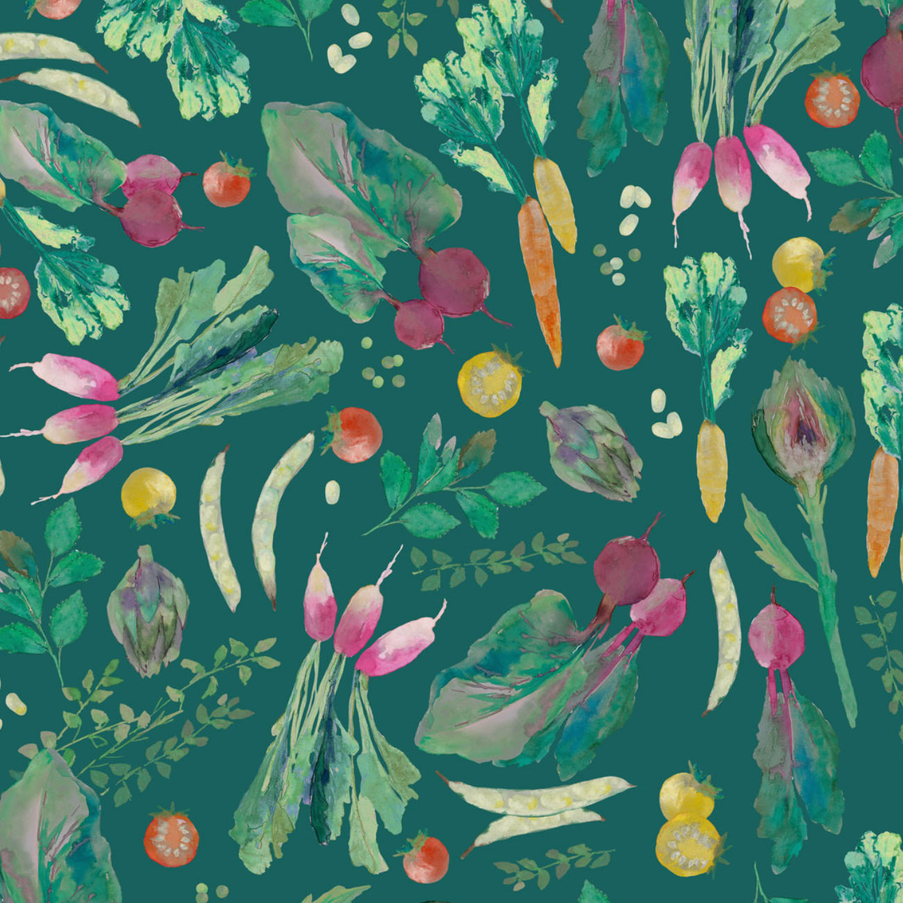 Lewis & Irene Vegetable Patch Teal