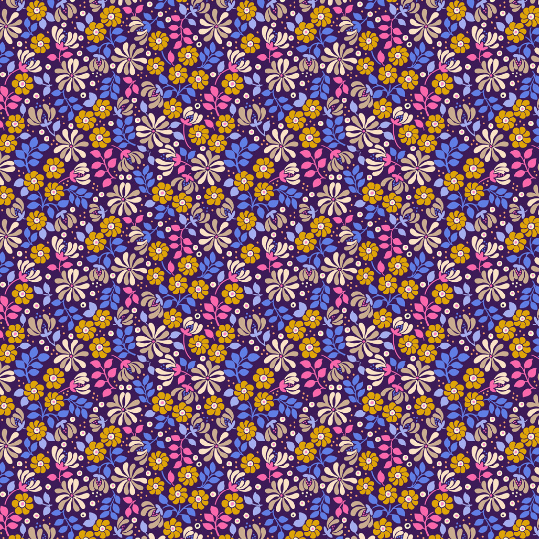 Lewis & Irene Boho Blooms Flower Burst Dark Purple