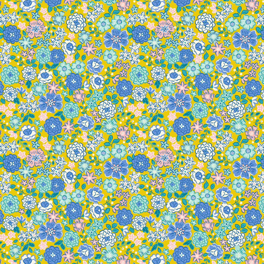 Lewis & Irene Boho Blooms Flowers on Yellow