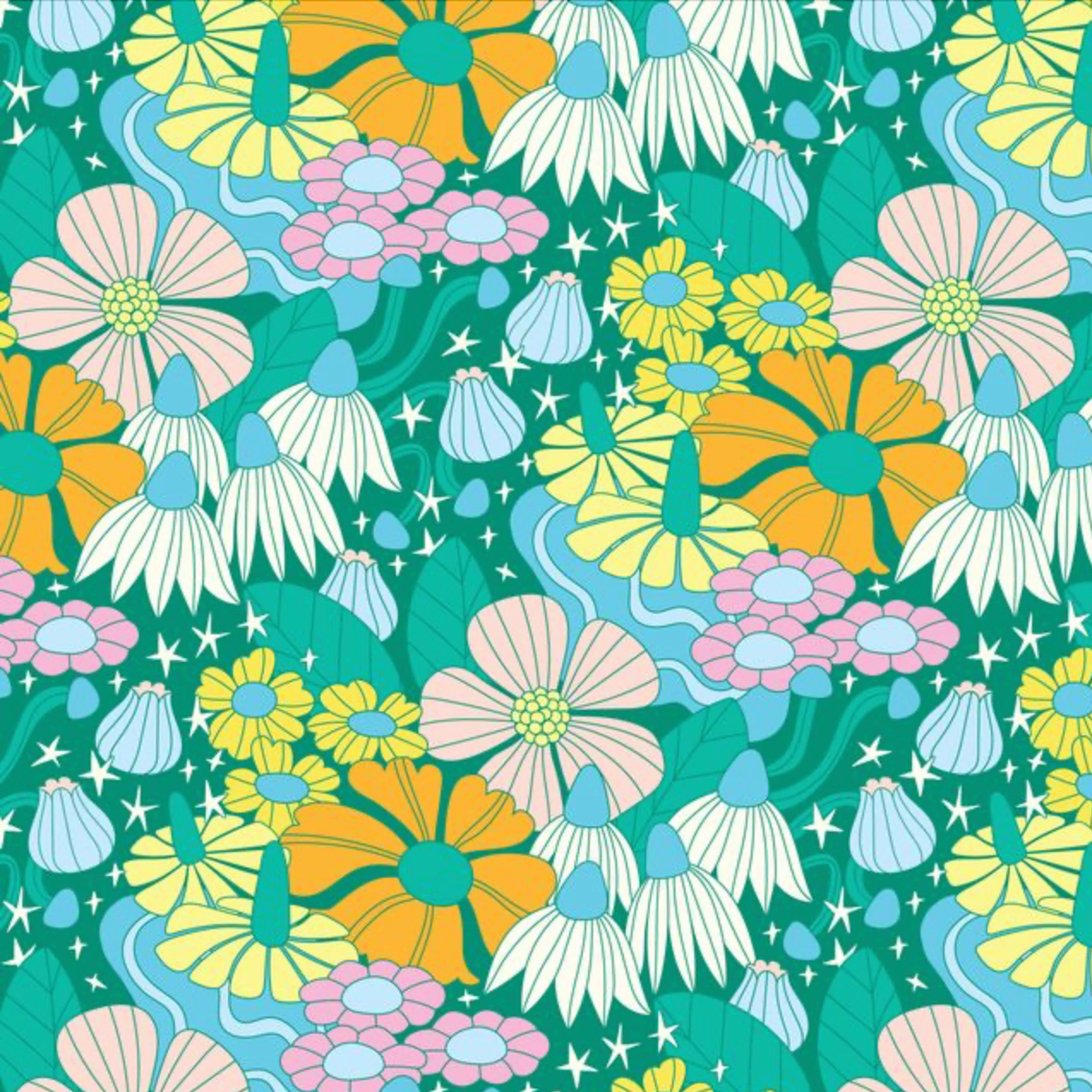 Cloud 9 Fabrics High In The Sky Floral Galaxy